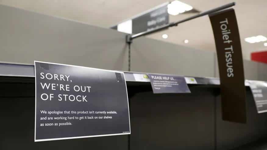 Empty store shelves during COVID